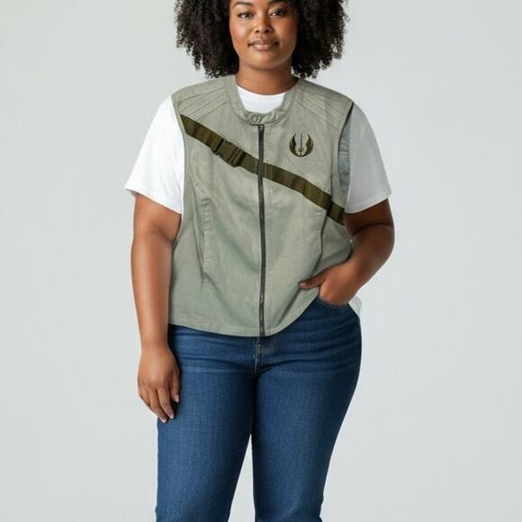 Star Wars Her Universe Rey Zip Up Vest Women's Sz 1 (1X) Canvas Lined Cosplay - Picture 1 of 7